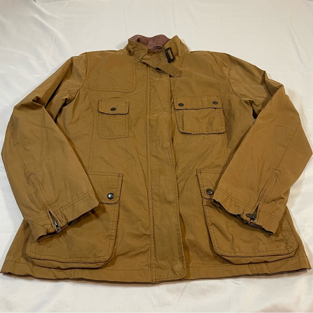 Gap Mens Utility Field Jacket Brown Tan Corduroy Trim Mock Neck Size M RN54023